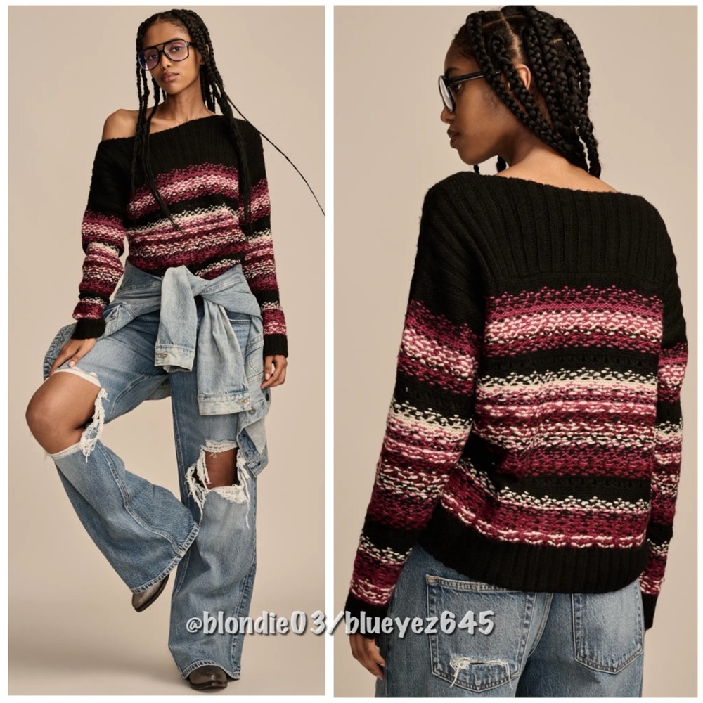 Lucky Brand Cloudsoft Fairisle Boatneck Sweater XL